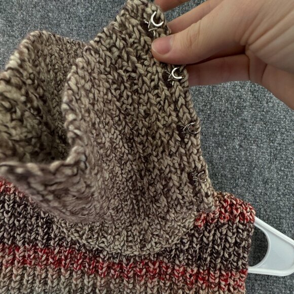 J. Crew Sweater Vest Women's Small Striped Knit Warm Beige Colorful Turtleneck - Picture 12 of 13